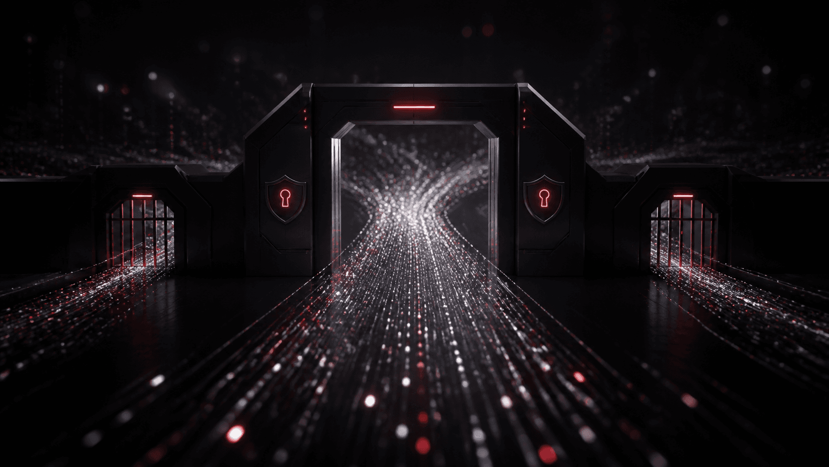 An open stream of anonymous chat signals flowing through a guarded AI gateway