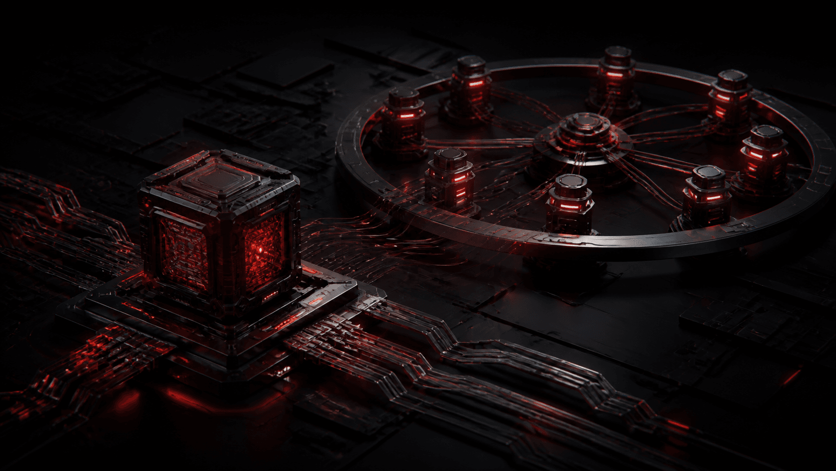 A compact AI processor connected to an independent ring of illuminated control nodes